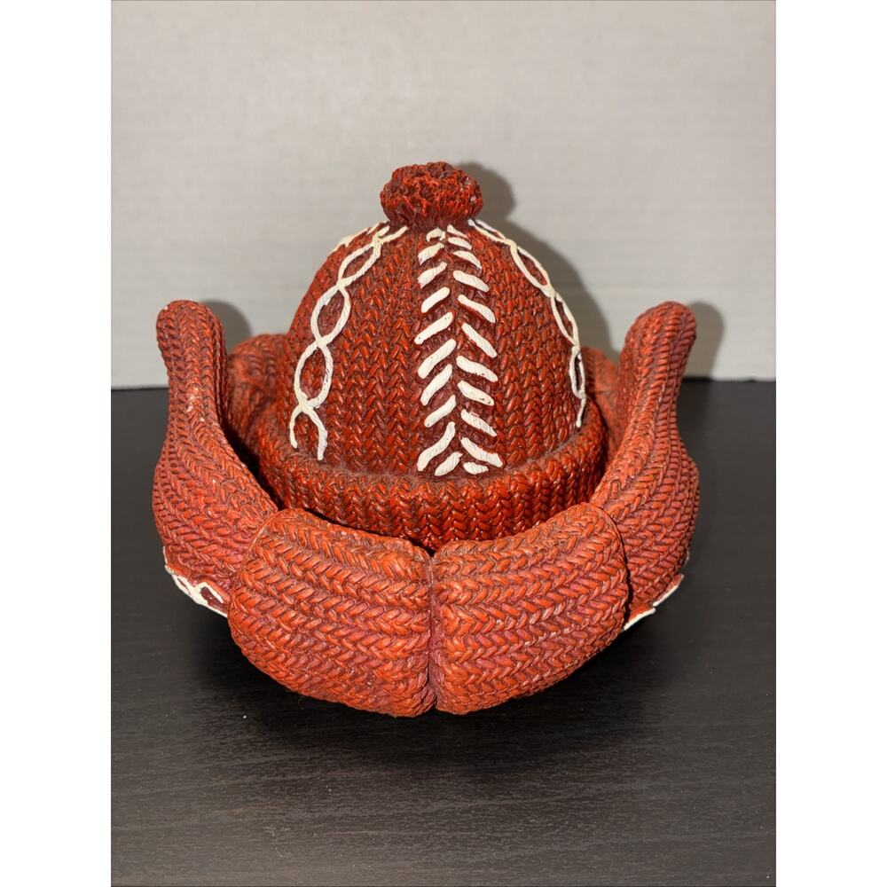 Yankee Candle Red Knit Hat & Mitten Jar Topper Candle Holder Christmas Winter
